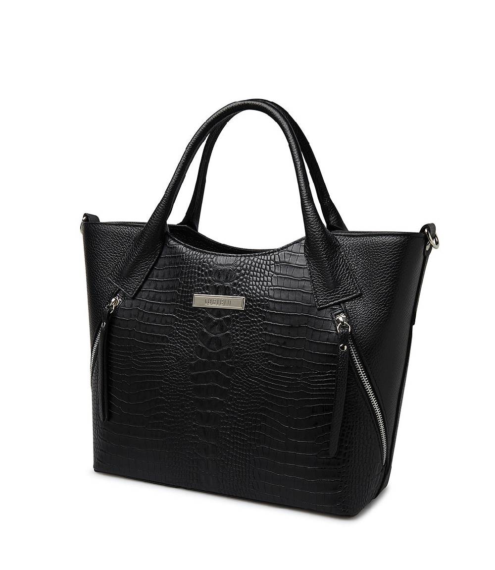 Loriblu Borsa Tote Nera In Pelle Stampata