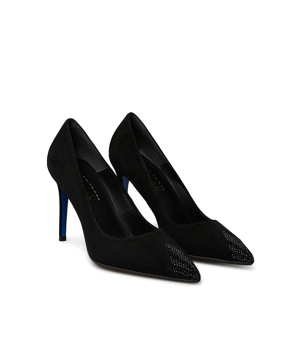 Loriblu Décolleté In Nappa Nera Con Cristalli