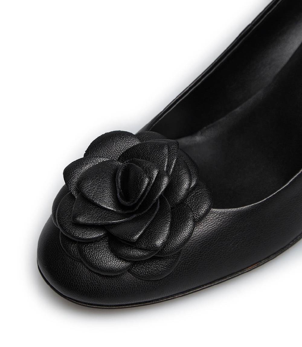 Loriblu Décolleté In Nappa Nera Con Fiore