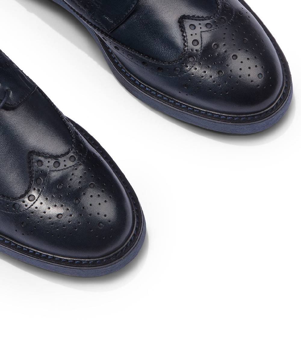 Loriblu Derby In Pelle Brogue Blu