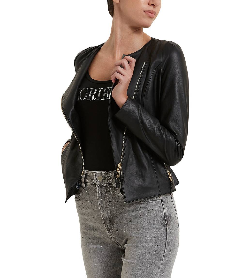 Loriblu Giacca In Pelle Nera
