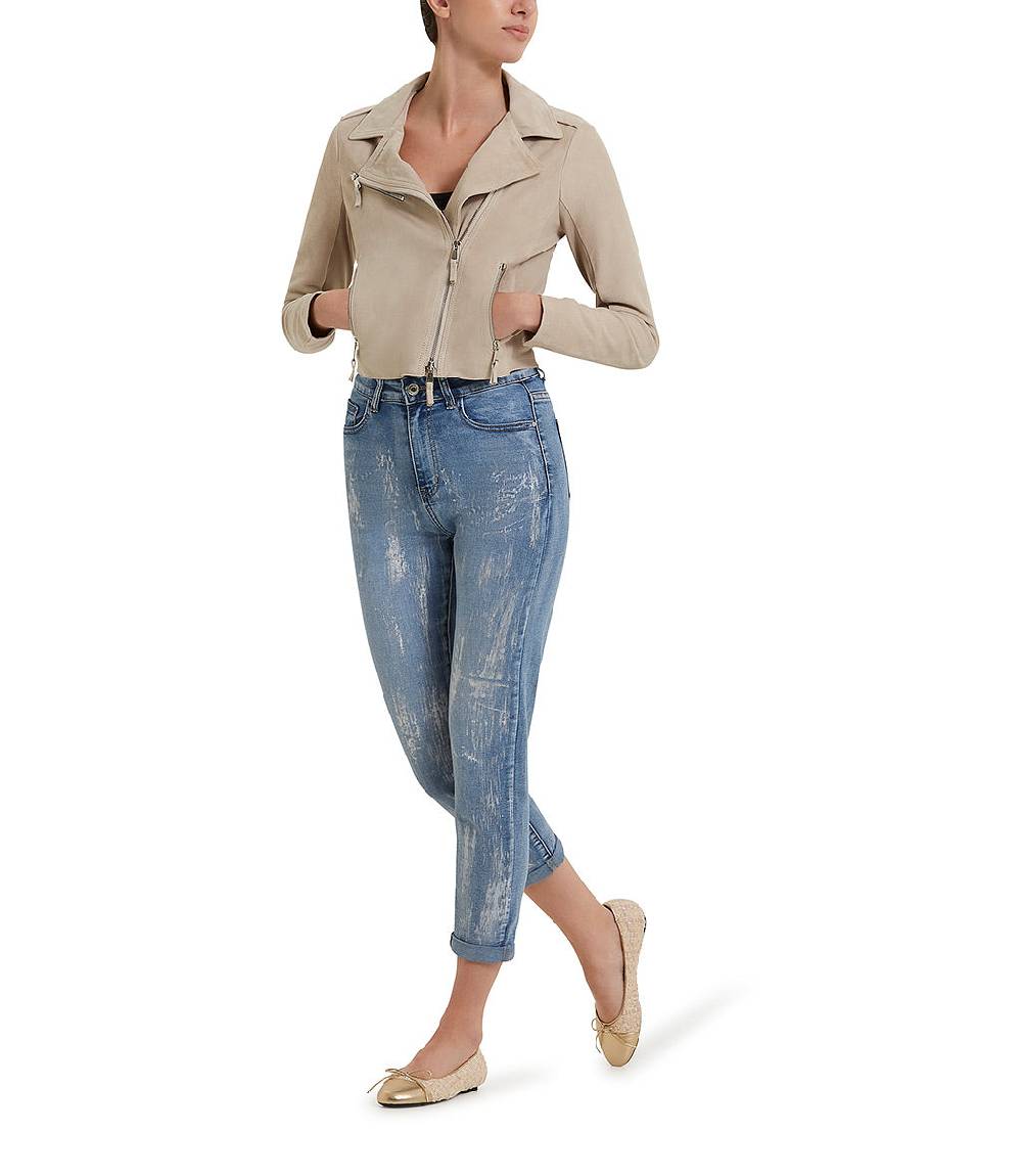 Loriblu Giacca Stile Biker In Camoscio Naturale