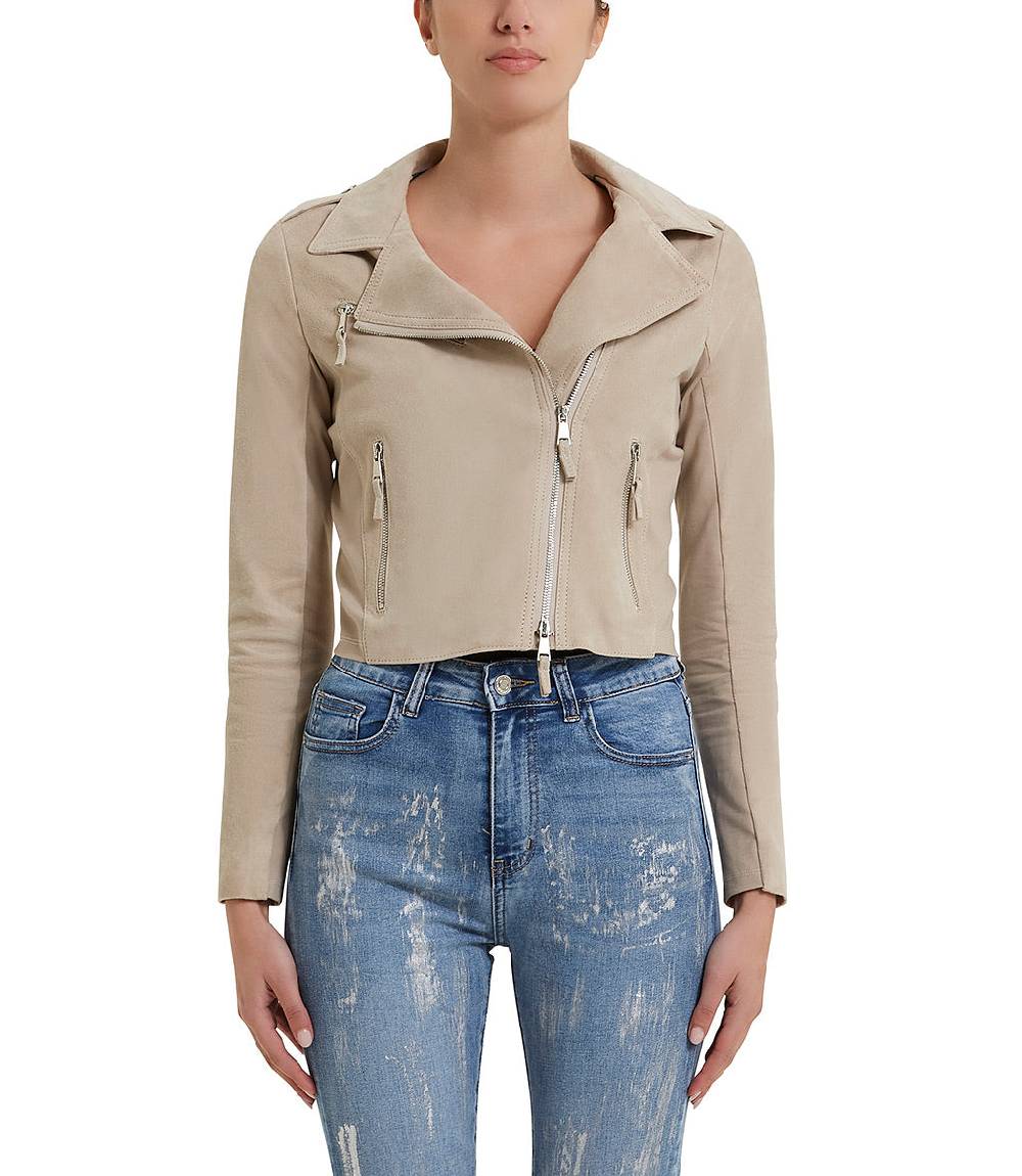 Loriblu Giacca stile biker in camoscio naturale