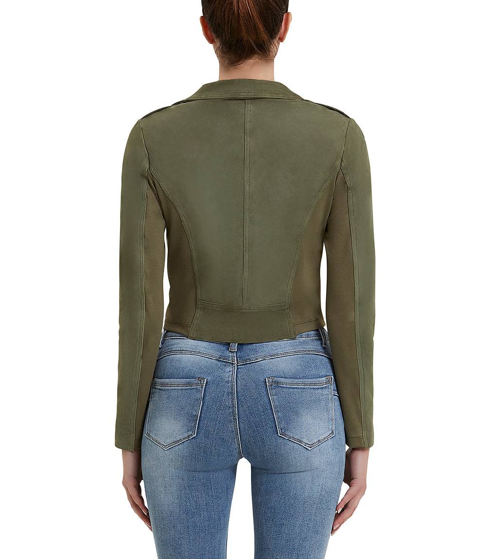 Loriblu Giacca Stile Biker In Camoscio Salvia