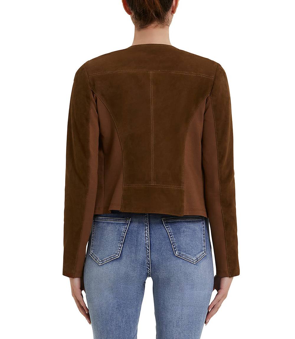 Loriblu Giacca Stile Biker In Camoscio Tabacco