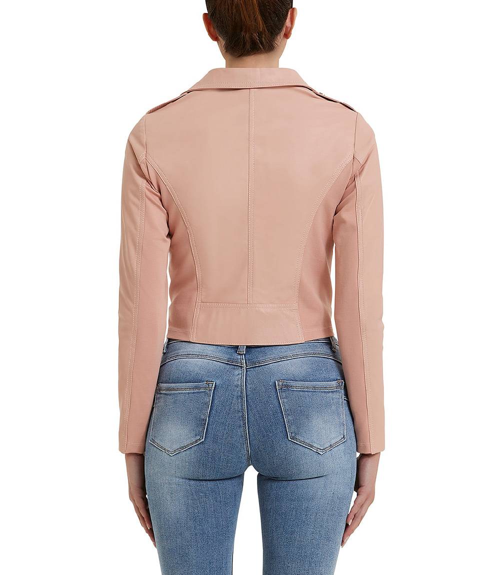 Loriblu Giacca Stile Biker In Pelle Rosa