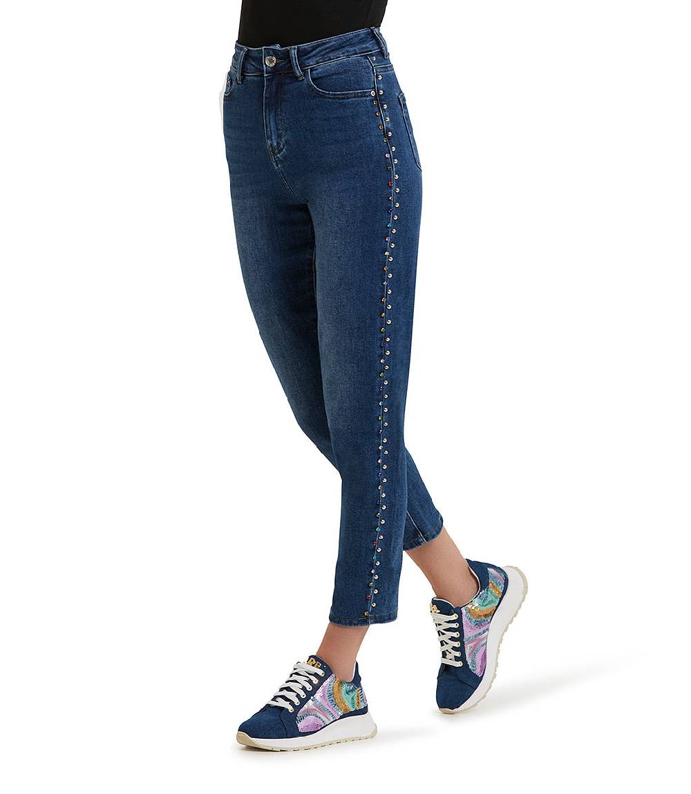 Loriblu Jeans A Gamba Dritta Con Cristalli