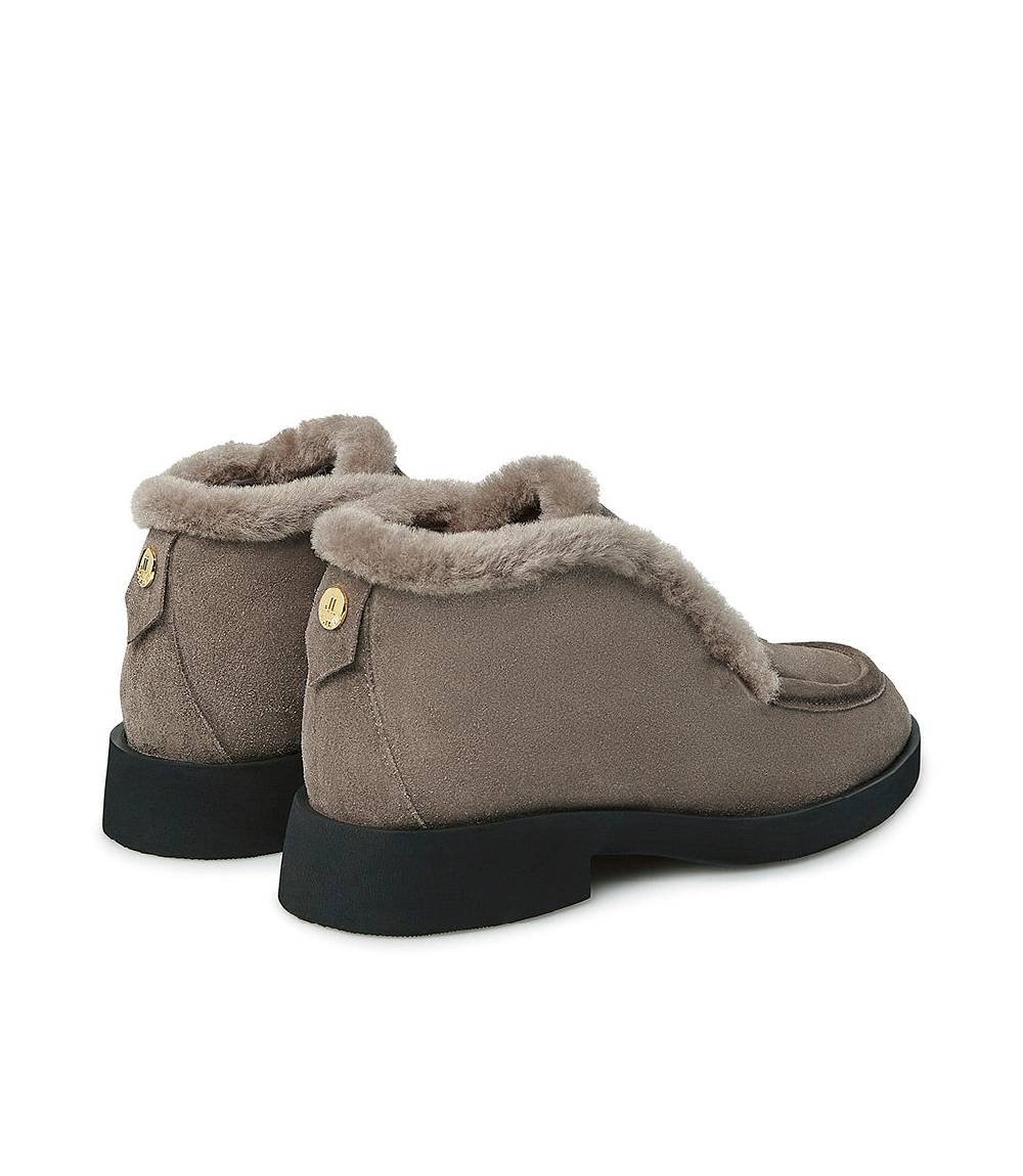 Loriblu Mocassini In Camoscio E Pelliccia Fango