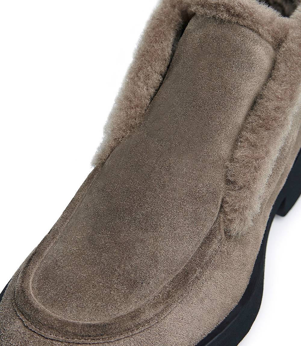 Loriblu Mocassini In Camoscio E Pelliccia Fango