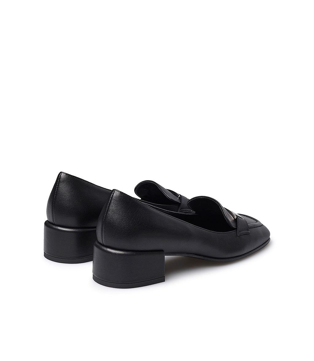 Loriblu Mocassini In Nappa Nera Con Placca Logo