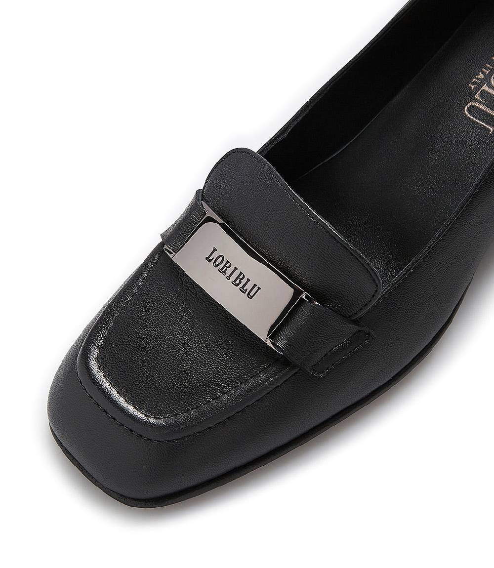 Loriblu Mocassini In Nappa Nera Con Placca Logo