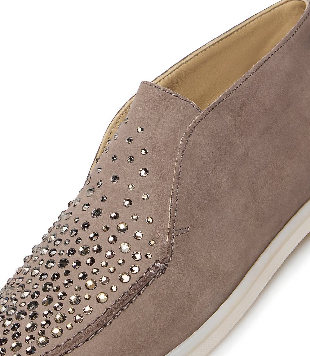 Loriblu Mocassini In Pelle Fango Con Cristalli