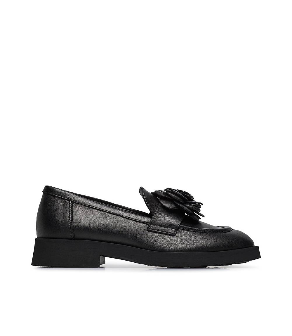 Loriblu Mocassino in nappa nero con fiore