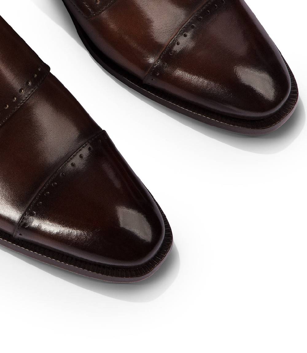 Loriblu Monk Strap In Pelle Marrone Brogue