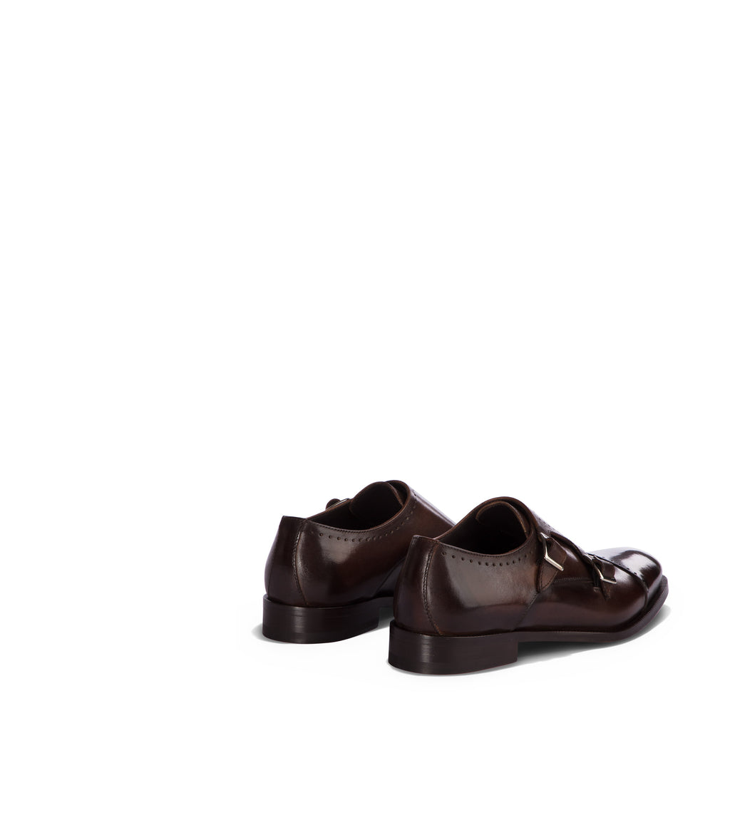 Loriblu Monk Strap In Pelle Marrone Brogue