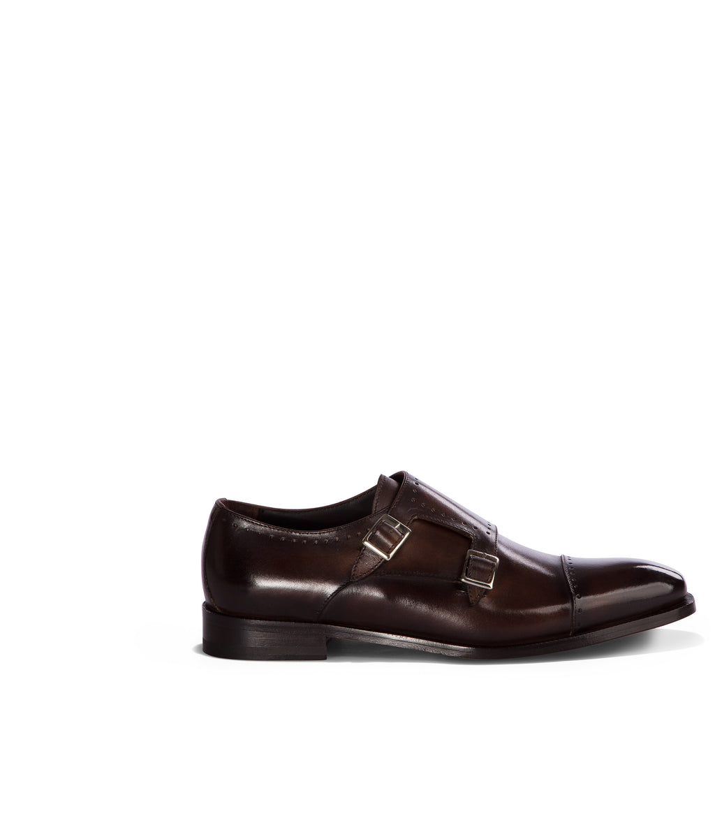 Loriblu Monk strap in pelle marrone brogue
