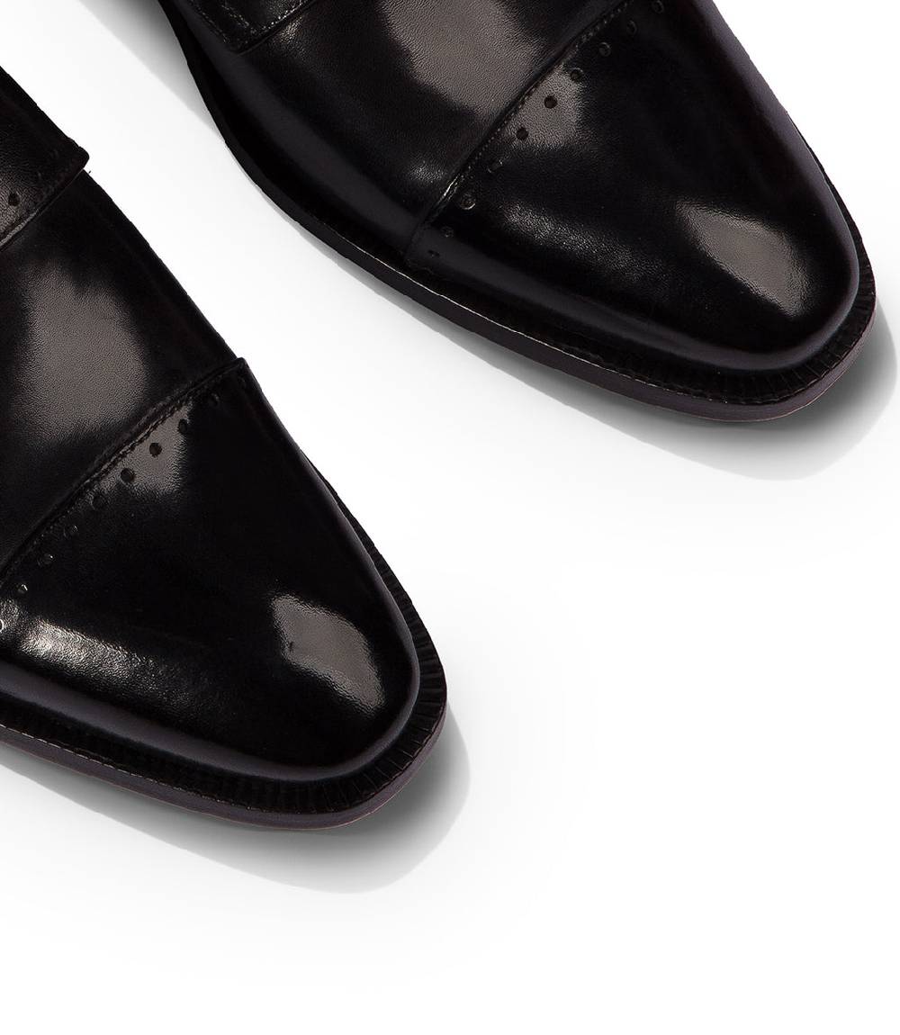 Loriblu Monk Strap In Pelle Nera Brogue