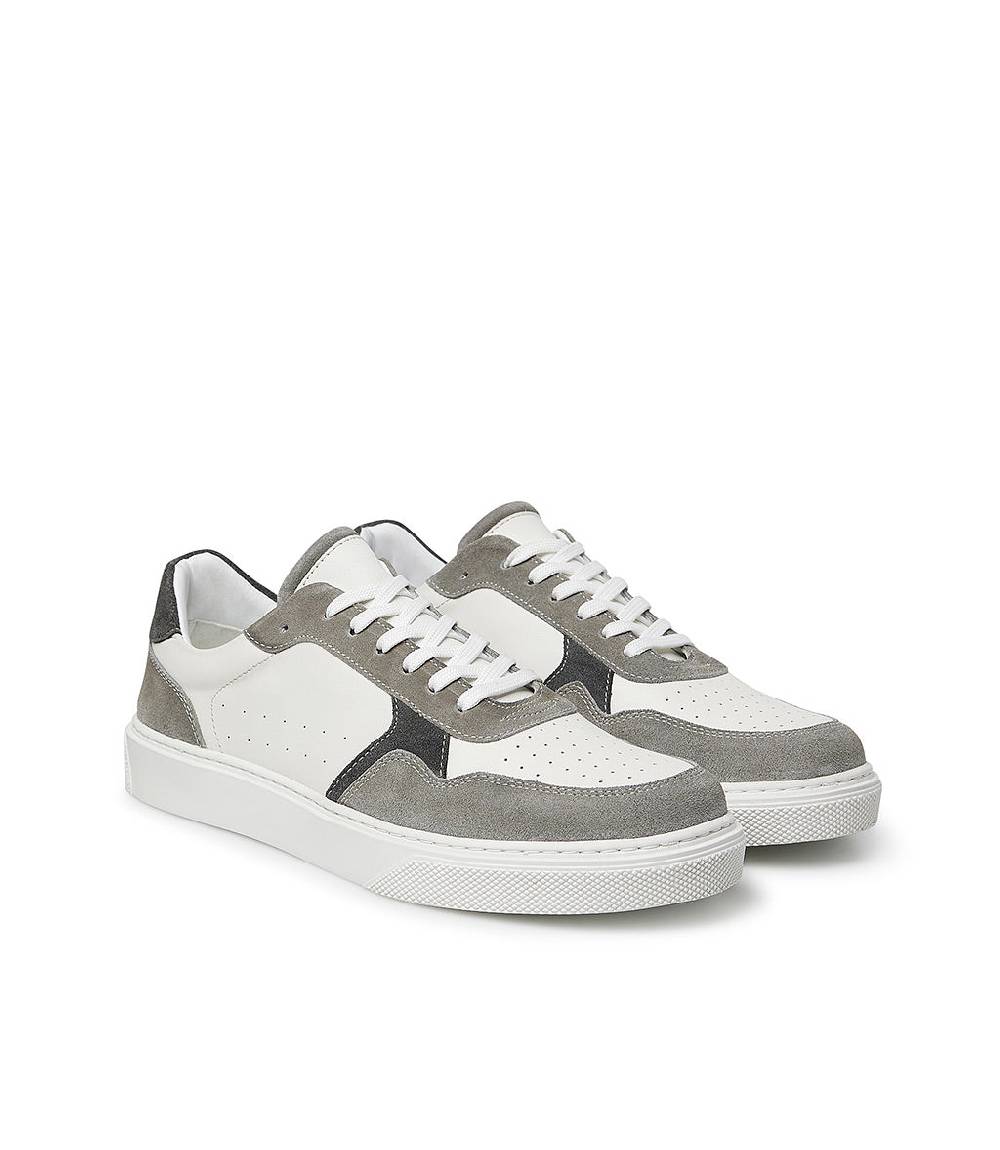 Loriblu Sneaker In Pelle Bianca E Camoscio Tortora