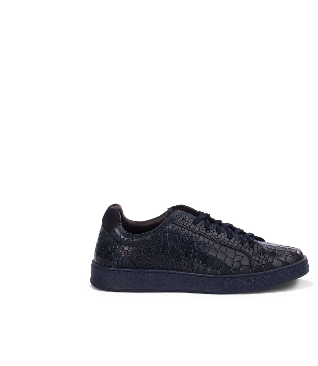 Loriblu Sneakers in pelle effetto coccodrillo blu