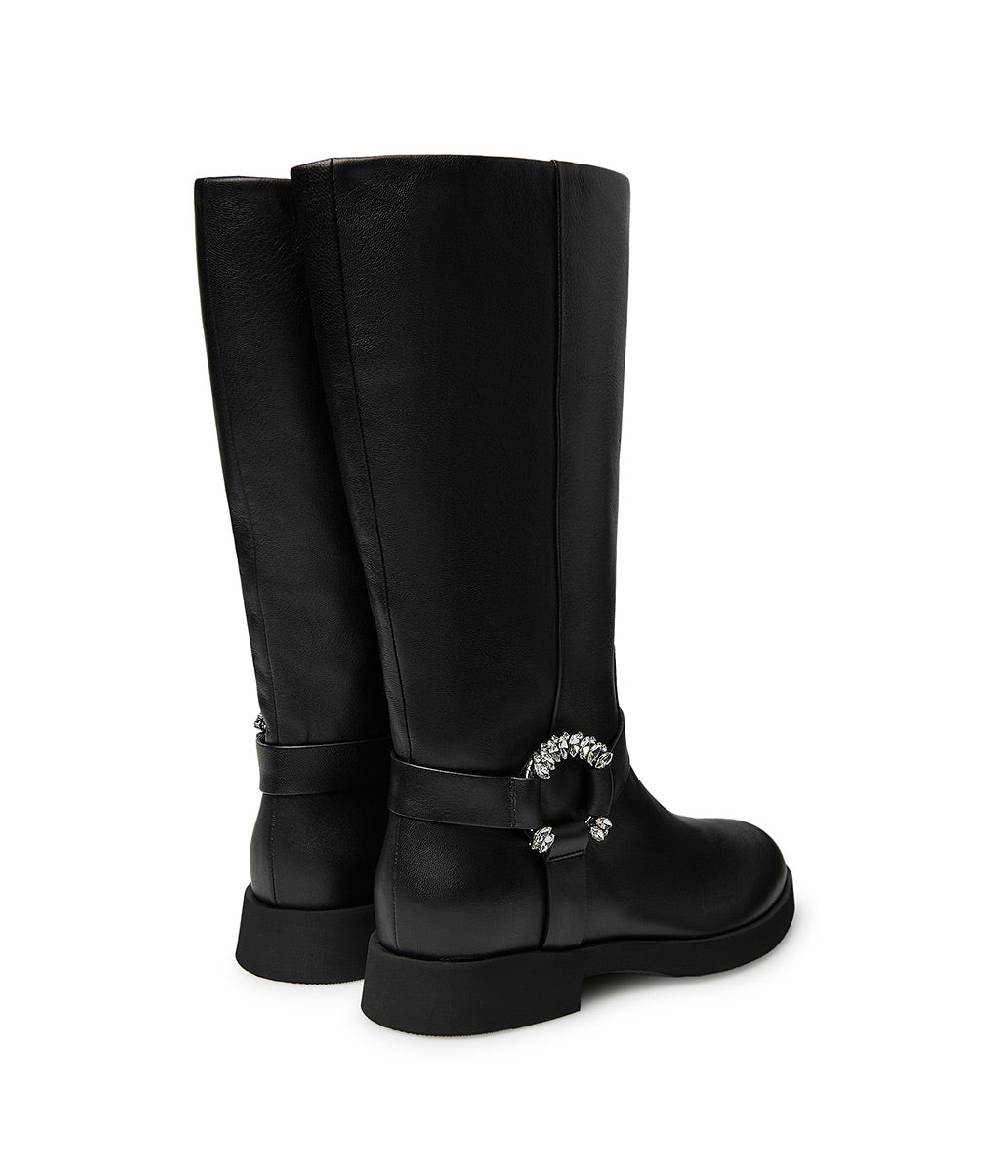 Loriblu Stivale In Nappa Nera Con Fibbia Gioiello