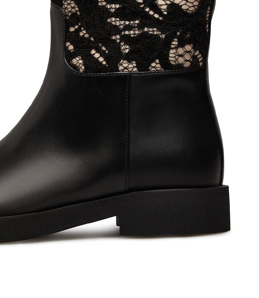 Loriblu Stivale In Vitello Nero E Pizzo