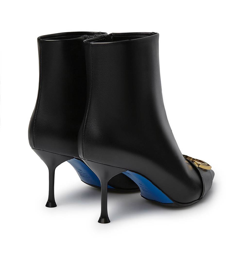 Loriblu Stivaletti In Pelle Nera Con Placca-logo