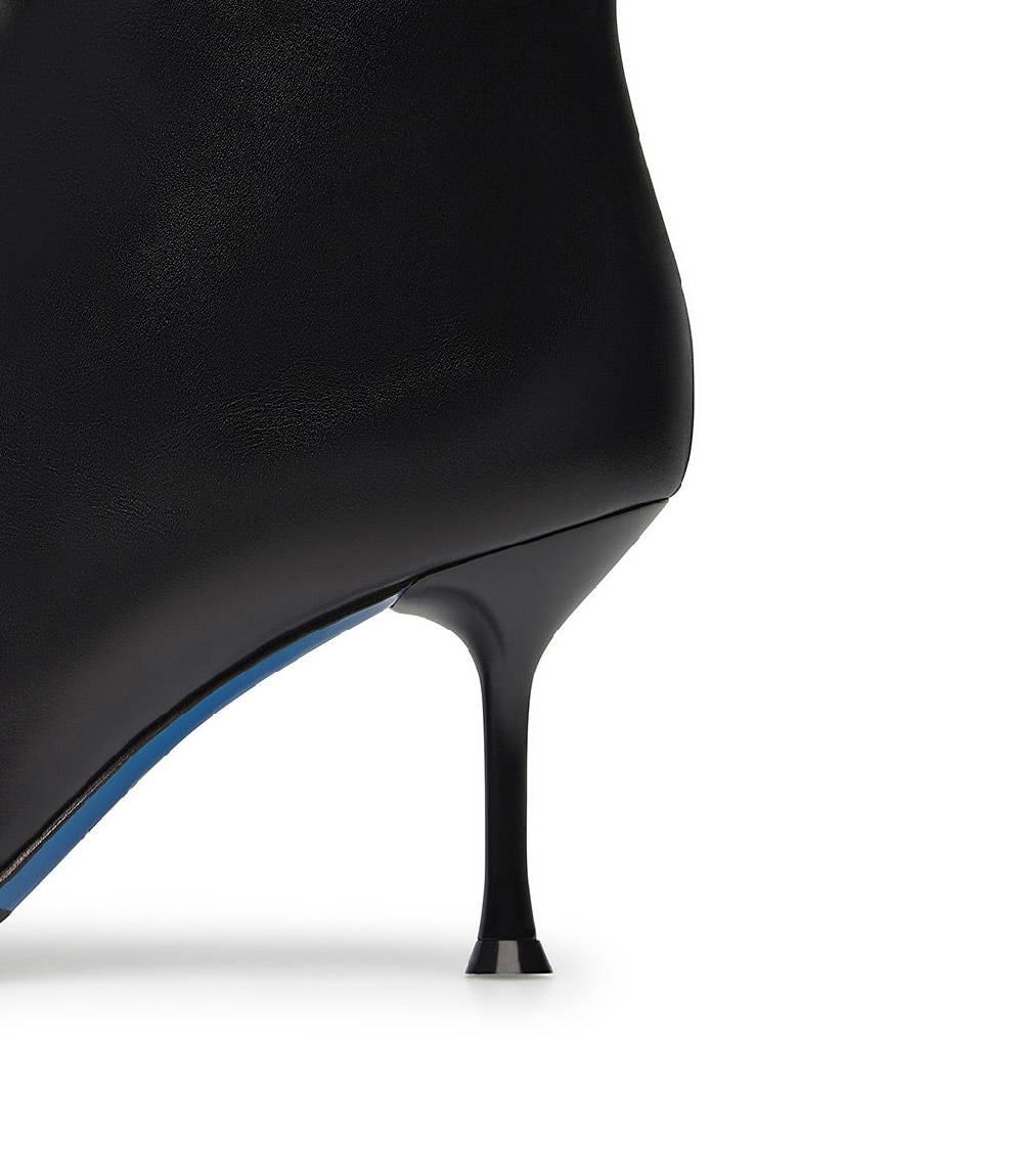 Loriblu Stivaletti In Pelle Nera Con Placca-logo