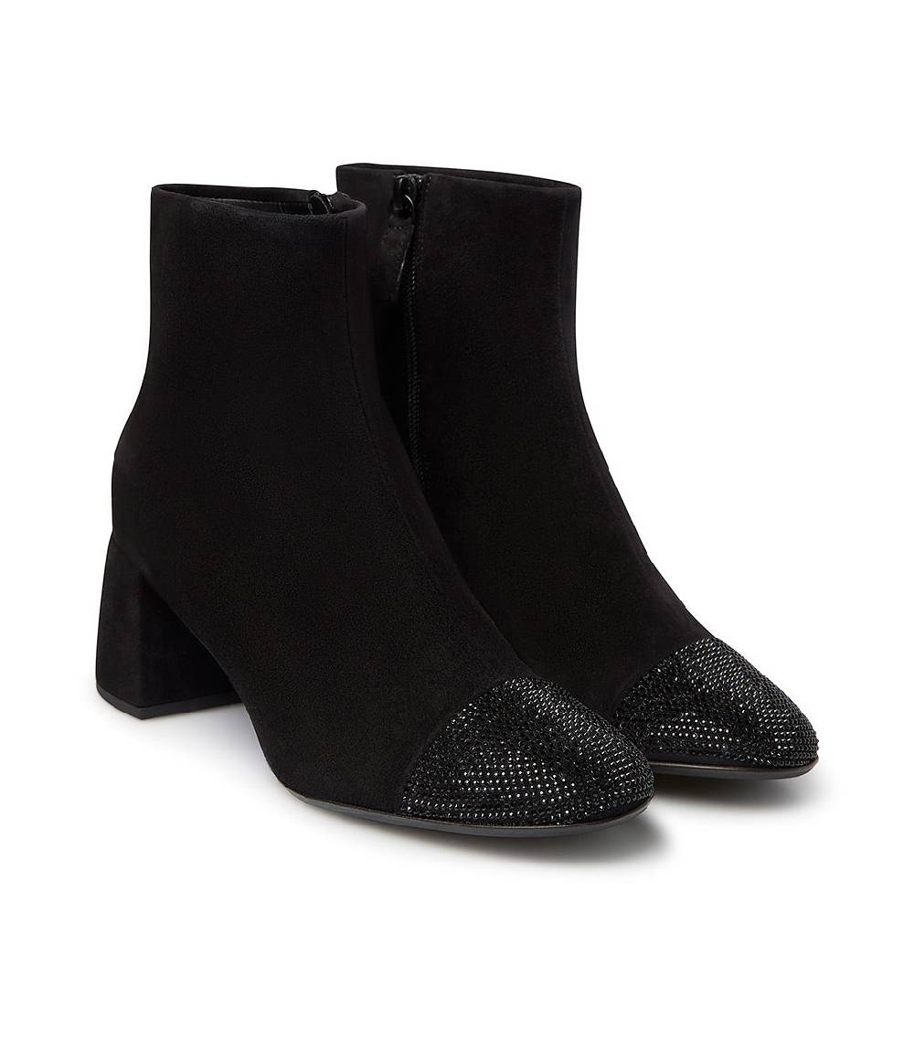 Loriblu Stivaletto Camoscio Nero Con Cristalli