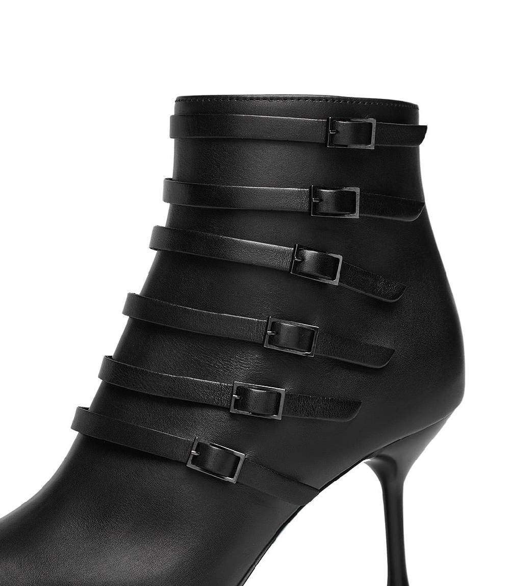 Loriblu Stivaletto In Nappa Nera Con Cinturini