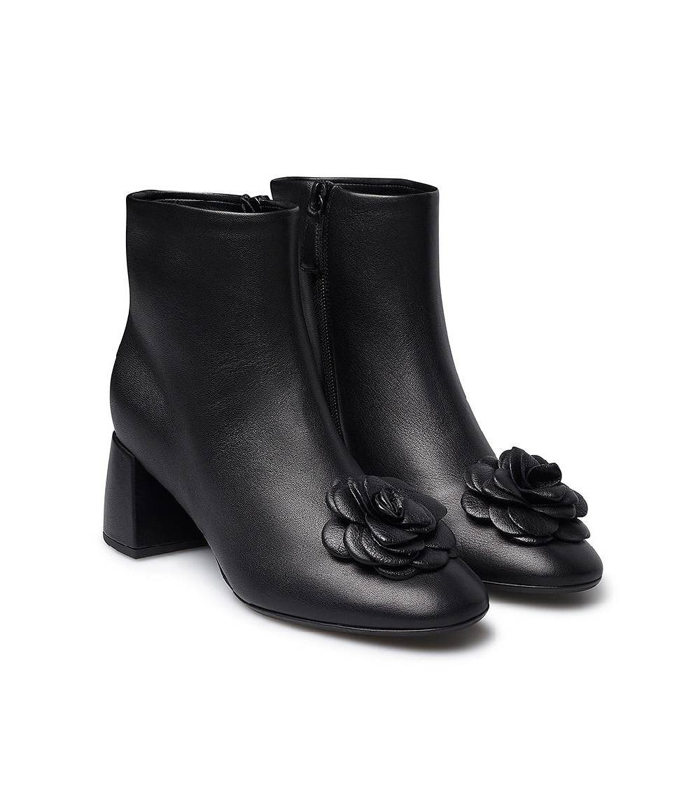 Loriblu Stivaletto In Nappa Nera Con Fiore