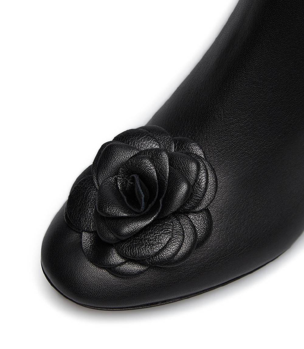 Loriblu Stivaletto In Nappa Nera Con Fiore