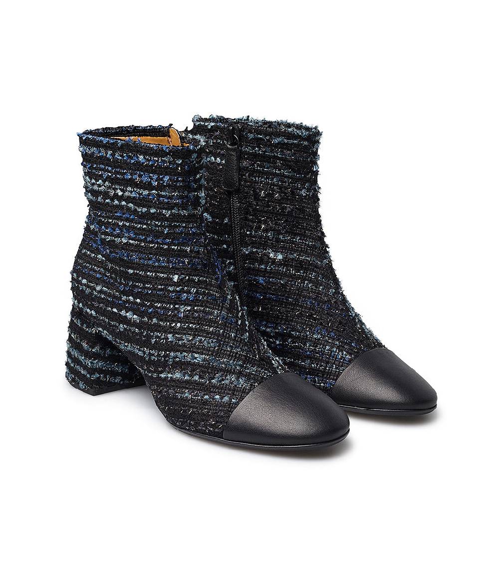 Loriblu Stivaletto In Tessuto Tweed E Nappa Blu
