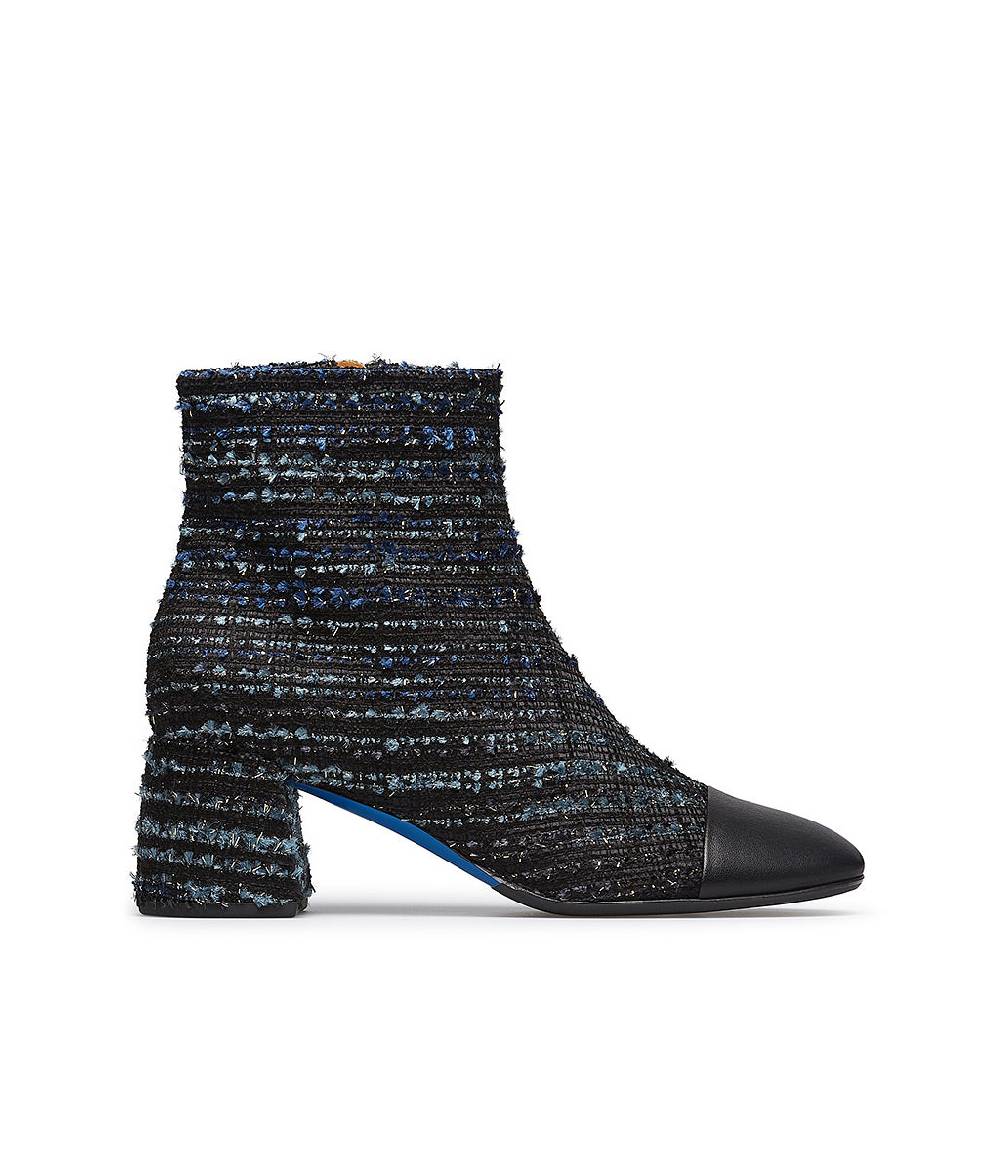 Loriblu Stivaletto in tessuto tweed e nappa blu