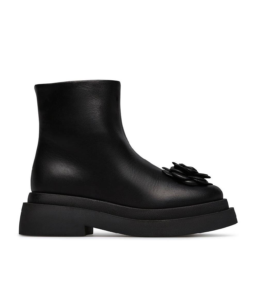 Loriblu Stivaletto in vitello nero con fiore