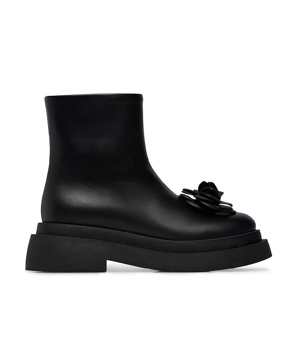 Loriblu Stivaletto in vitello nero con fiore