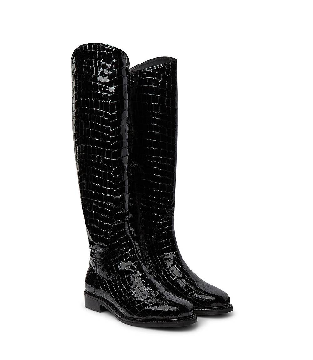 Loriblu Stivali In Vernice Testurizzata Nera