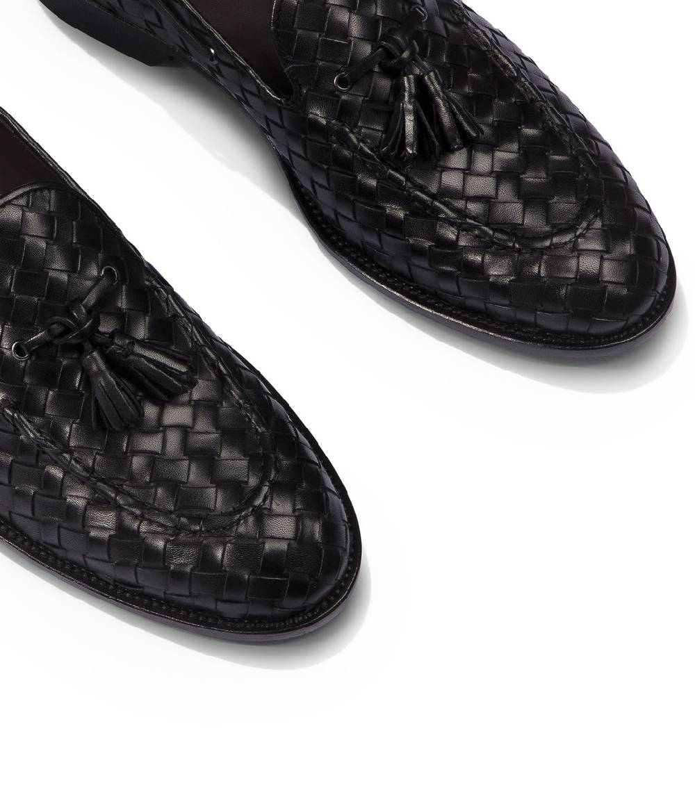 Loriblu Mocassini Da Barca In Pelle Intrecciata Nera