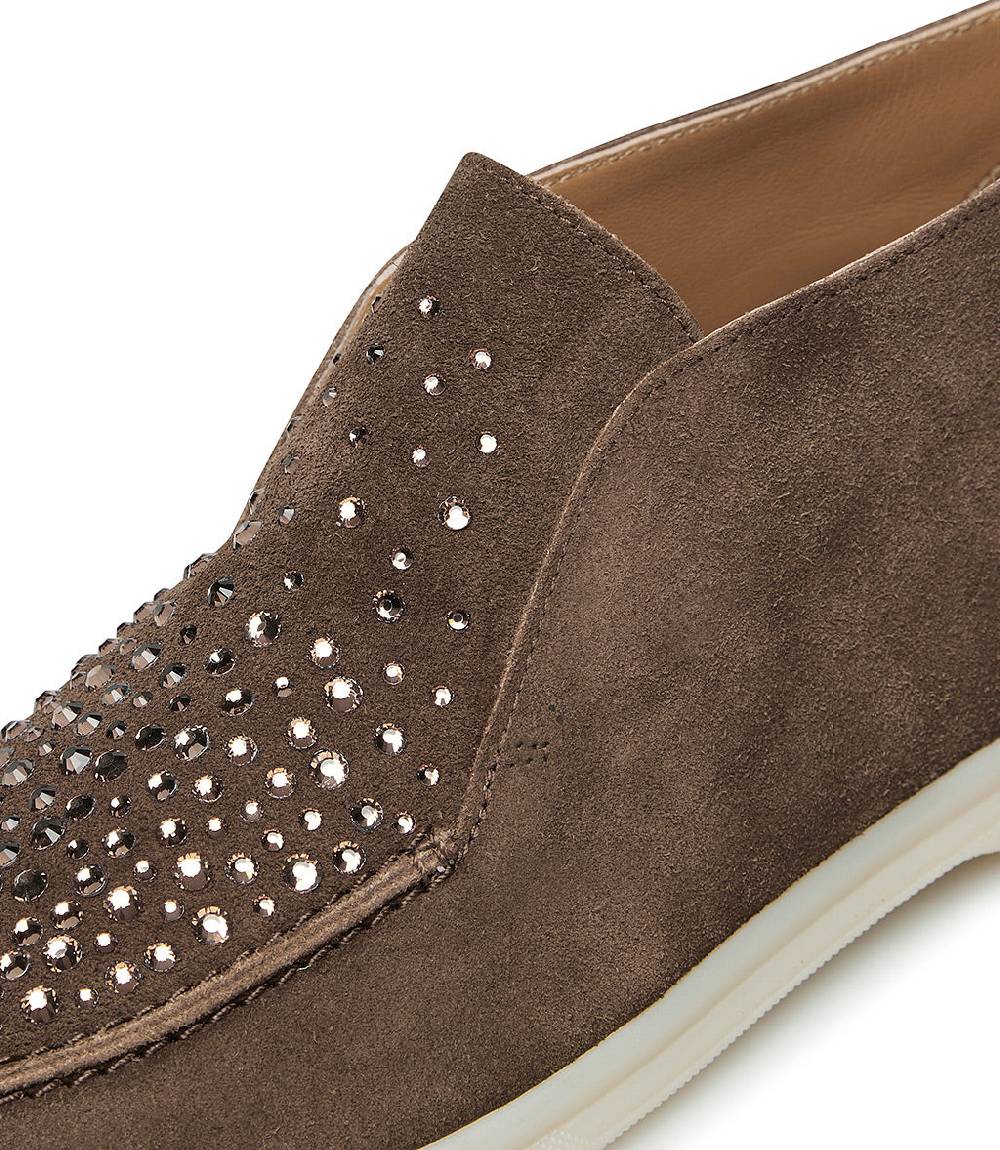 Loriblu Mocassini In Pelle Scamosciata Ghianda Con Cristalli