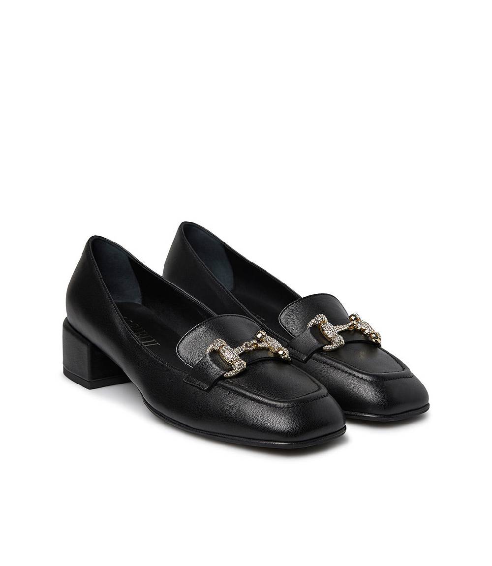 Loriblu Mocassino In Nappa Nera Con Morsetto Gioiello