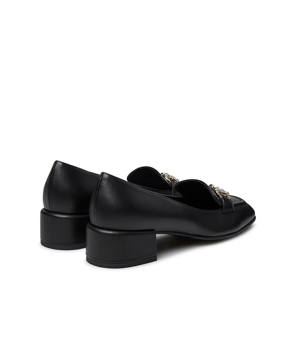 Loriblu Mocassino In Nappa Nera Con Morsetto Gioiello