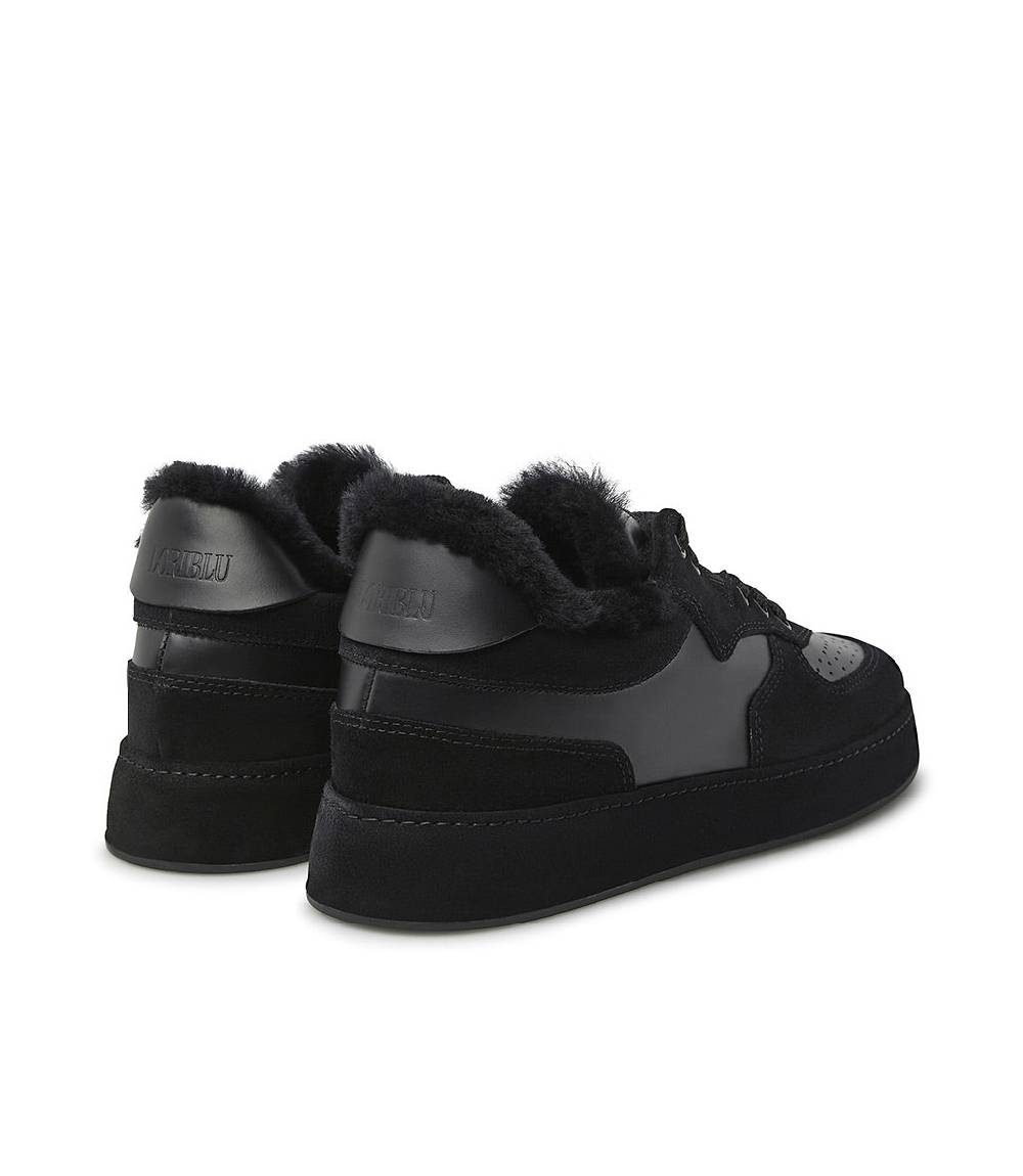 Loriblu Sneakers In Pelle, Camoscio E Shearling Nero
