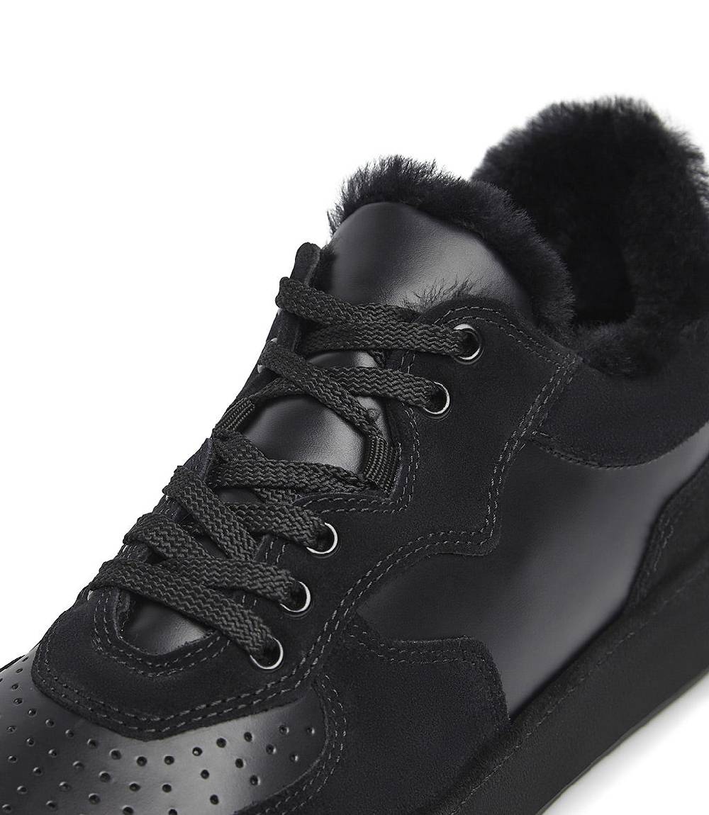 Loriblu Sneakers In Pelle, Camoscio E Shearling Nero