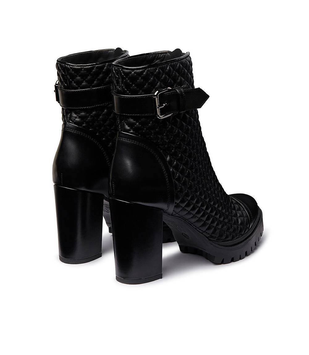 Loriblu Stivaletti Imbottiti In Pelle Nera Con Inserti Trapuntati