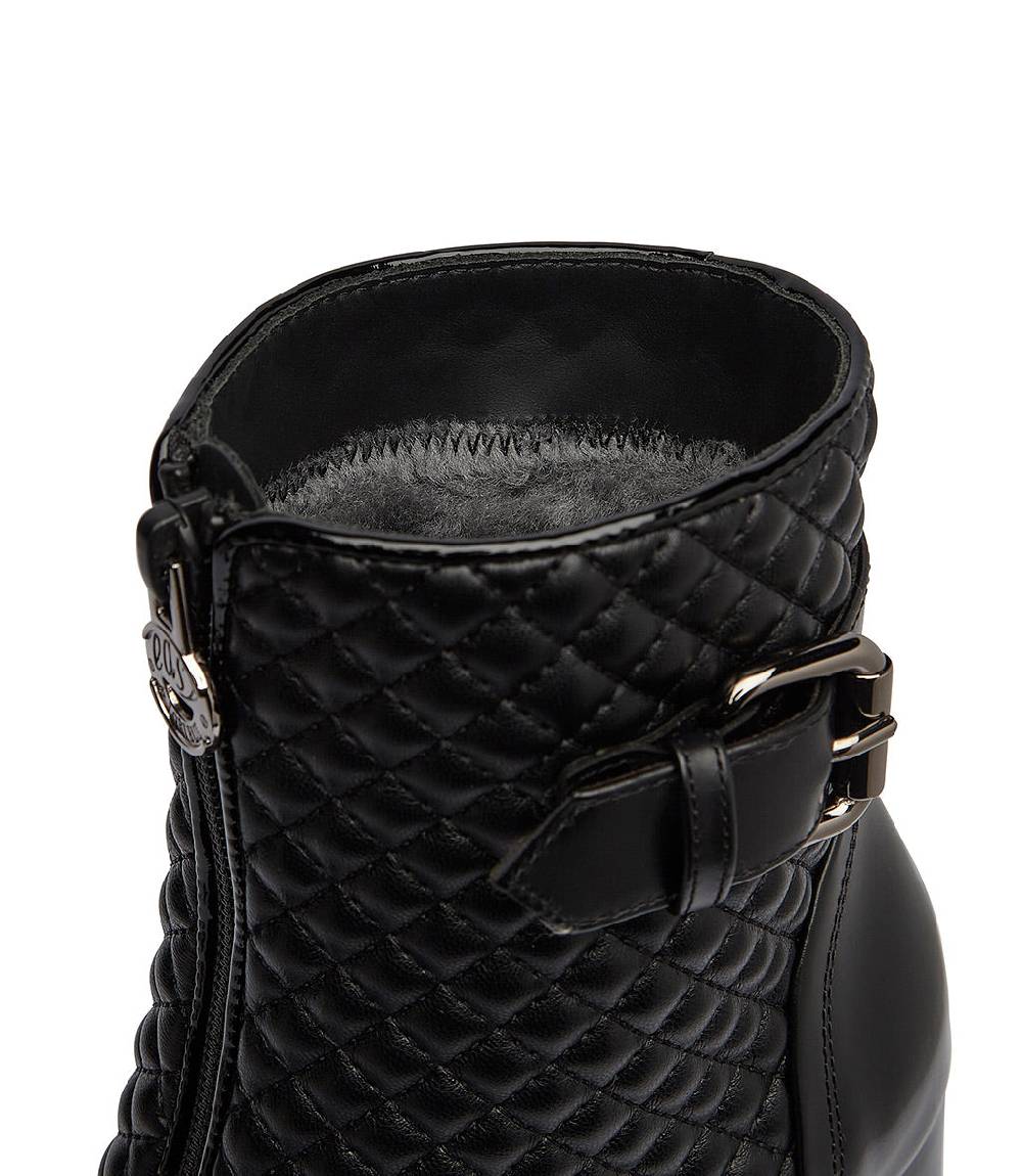 Loriblu Stivaletti Imbottiti In Pelle Nera Con Inserti Trapuntati