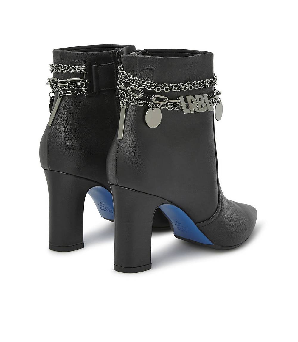 Loriblu Stivaletti In Nappa Nera Con Catenella Argento