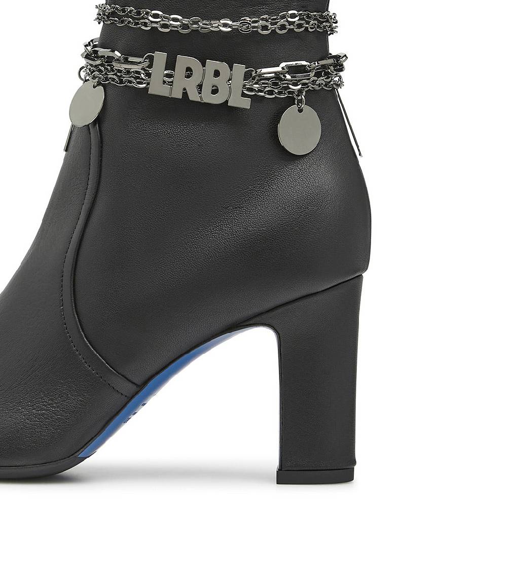 Loriblu Stivaletti In Nappa Nera Con Catenella Argento