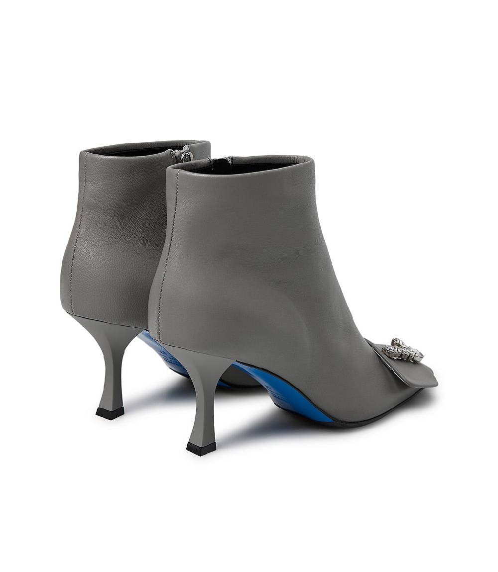 Loriblu Stivaletto In Nappa Grigio Con Logo Signature Cristalli