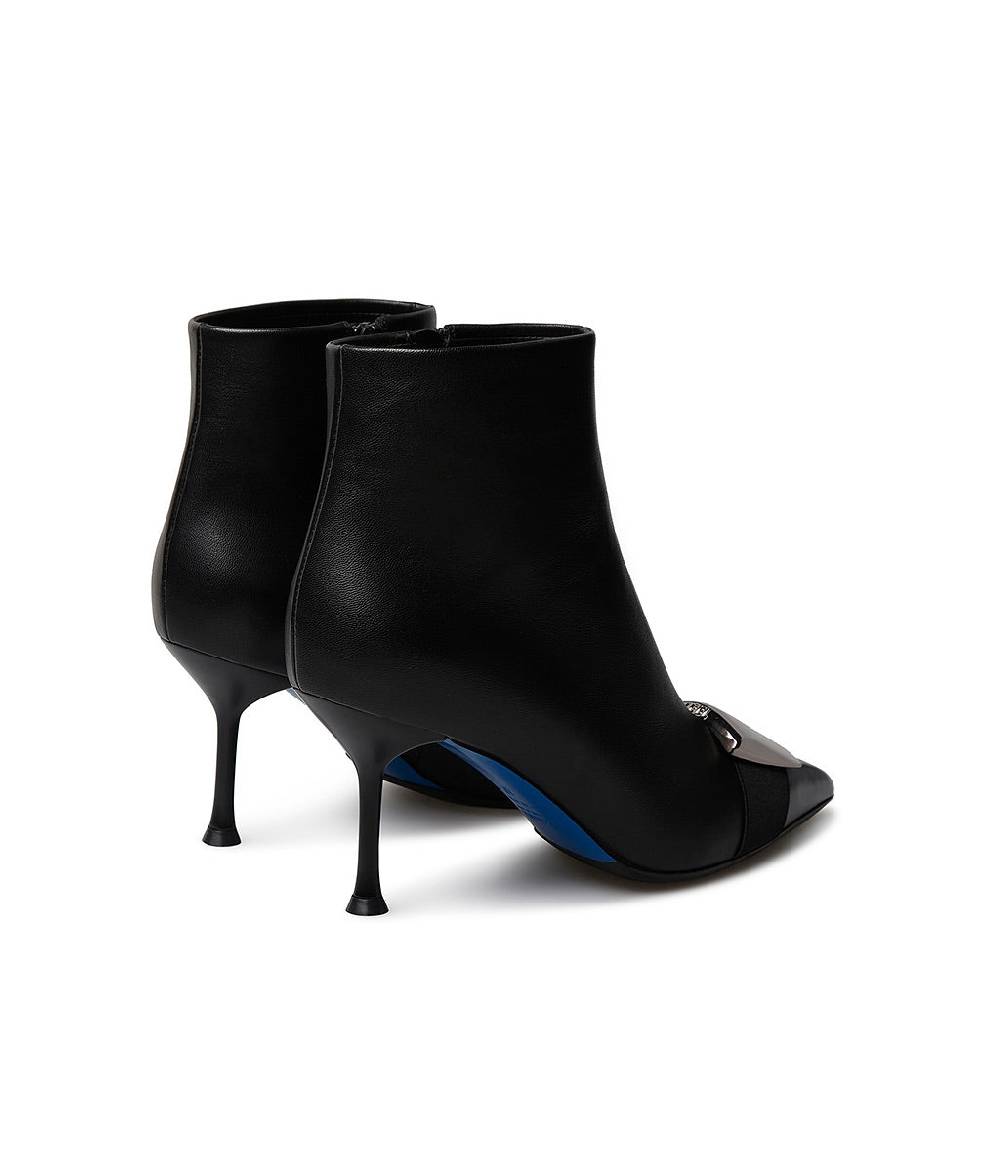 Loriblu Stivaletto In Nappa Nera Con Placca Logo Metal