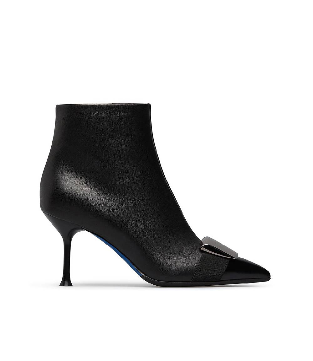 Loriblu Stivaletto in nappa nera con placca Logo metal