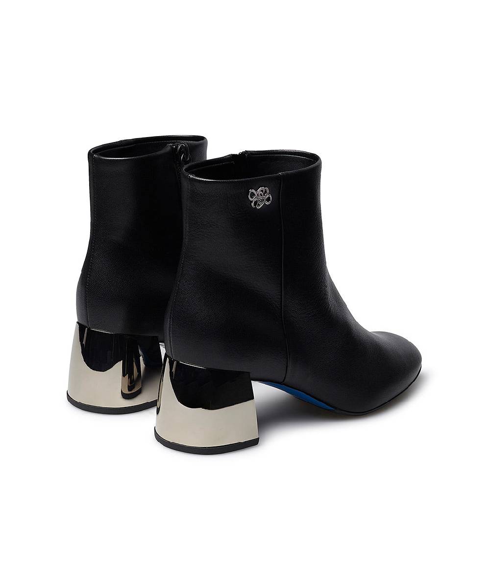 Loriblu Stivaletto In Nappa Nera Con Tacco Metal Argento